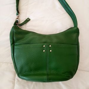 Green shoulder leather bag